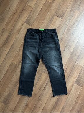 Sandrine Rose jeans 27 high waist drop crotch raw hem sold at Free People